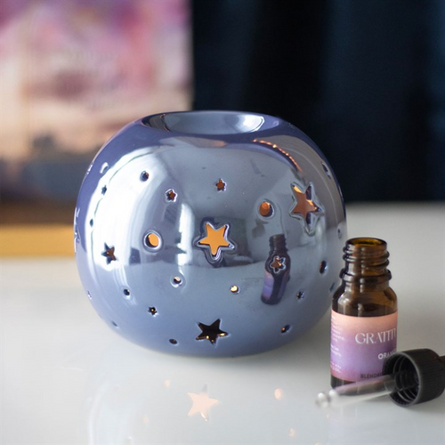 *Purple Iridescent Star Ceramic Oil Burner and Wax Warmer 🇬🇧