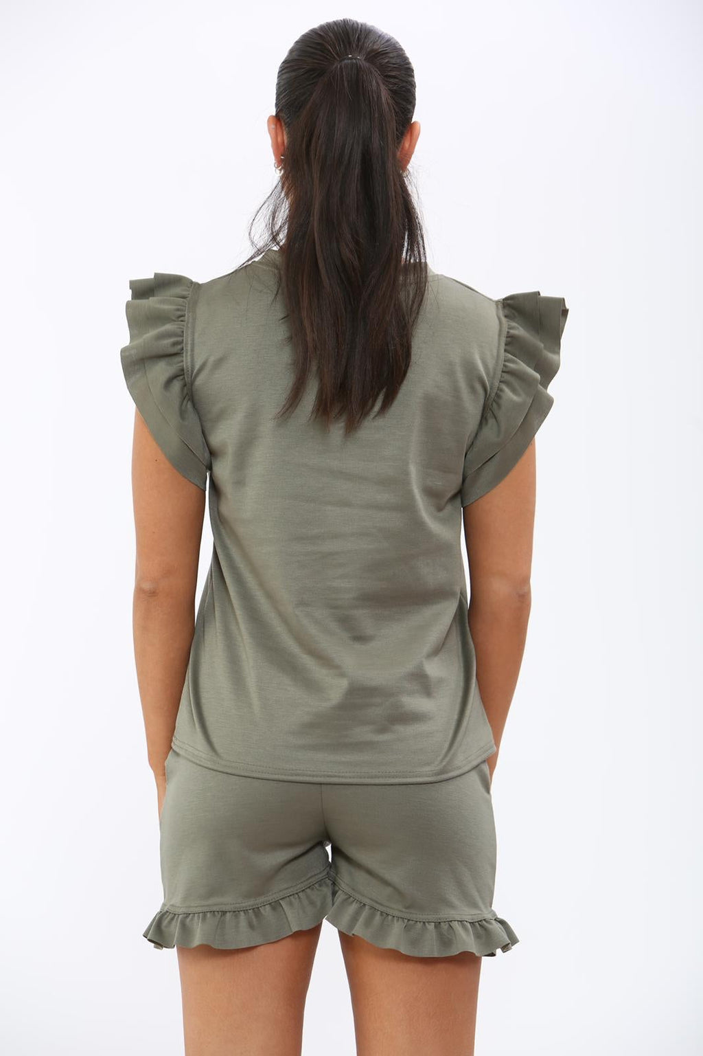 Ladies Frill Peplum Sleeve Top and Short 2 Piece Tracksuit Set 🇬🇧