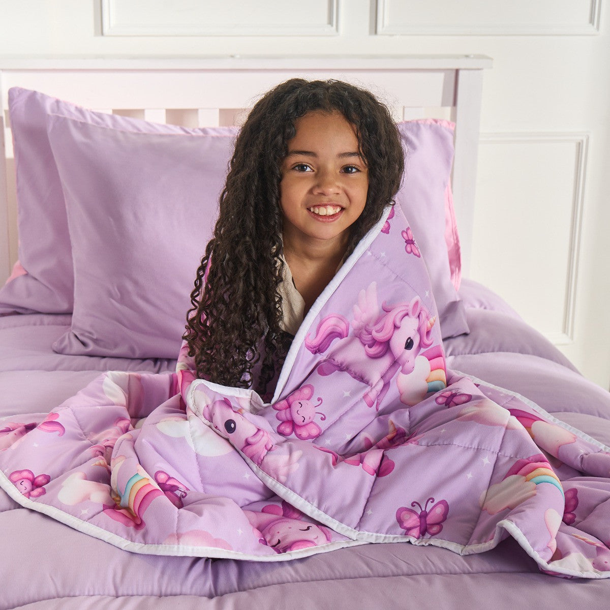 Kids Unicorn Print Weighted Blanket, Lilac - 3kg 🇬🇧