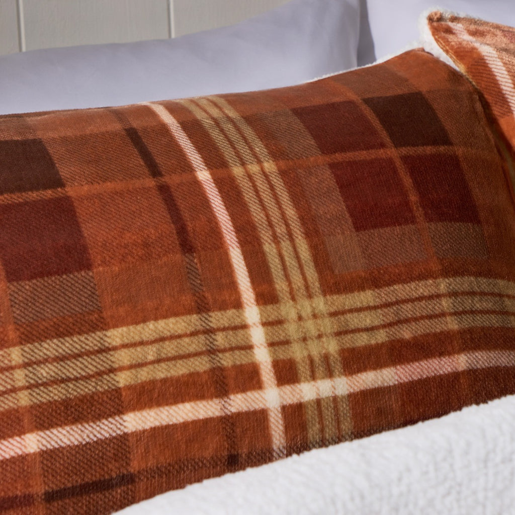 Autumn Check Fleece Duvet Cover Set - Rust 🇬🇧