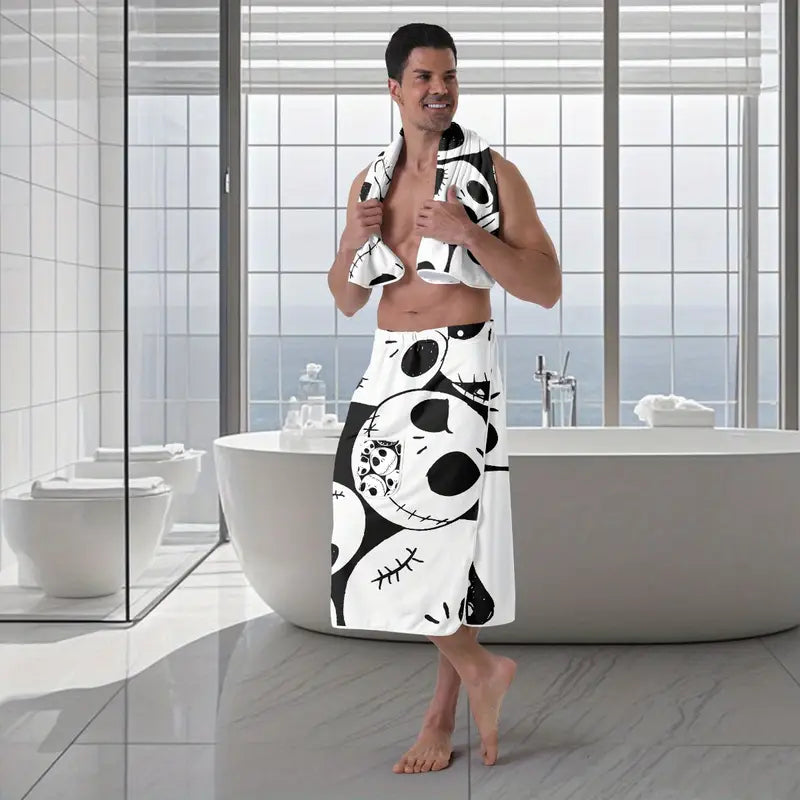 Open 2pcs Nightmare Before Christmas Men's absorbent quick drying towel set 🇨🇳
