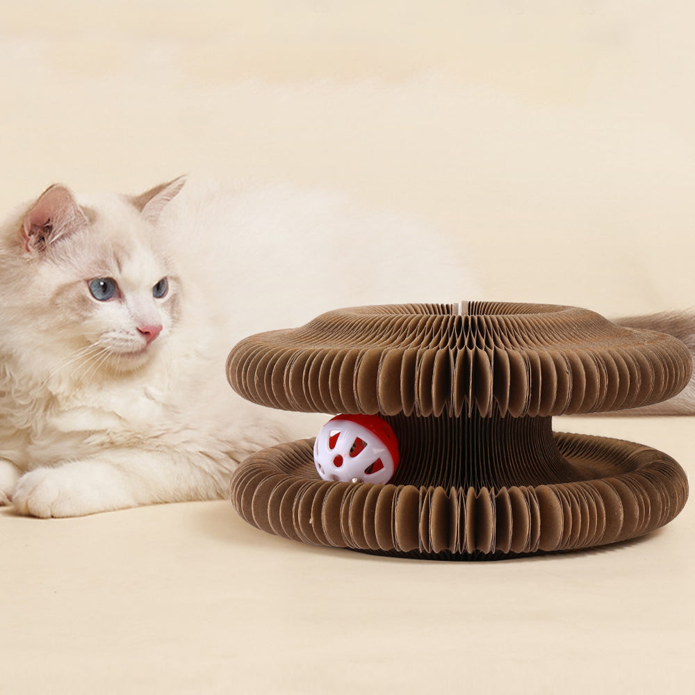 Organ Cat Scratching Board Foldable Accordion Cat Toy with Toy Bell for Cat Grinding Claw 🇬🇧