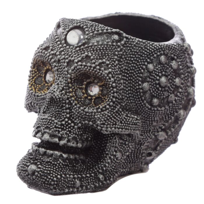 Tea Light Candle Holder - Silver Beaded Skull 🇬🇧