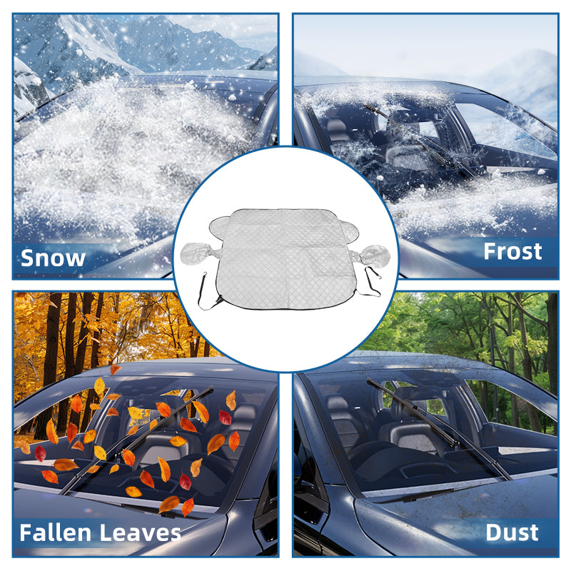Car Windshield Snow Cover Winter Windscreen Covers Windproof Frost and Ice Removal for SUV Truck Sedan Van 65" x 49.6" 🇬🇧