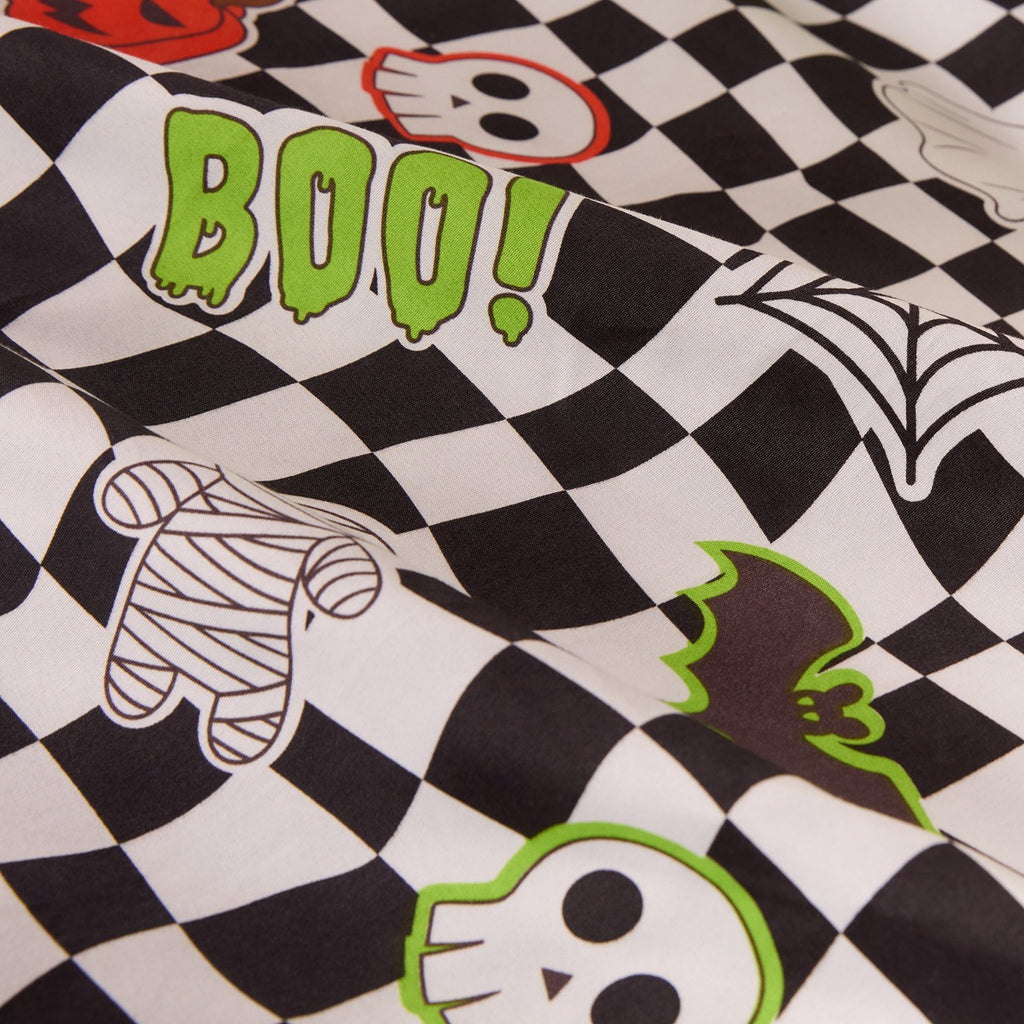 Kids Halloween Sticker Print Duvet Cover Set, Monochrome - Single 🇬🇧