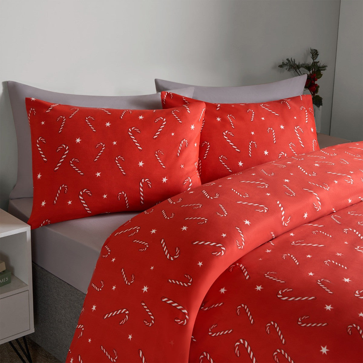 Christmas Candy Cane Duvet Cover Set - Red 🇬🇧