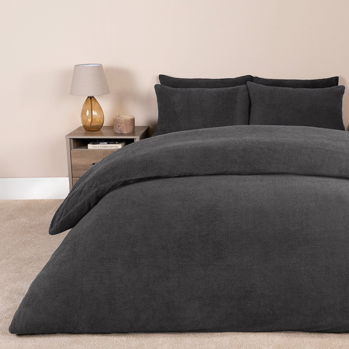 Teddy Fleece Duvet Cover Set - Charcoal Grey 🇬🇧