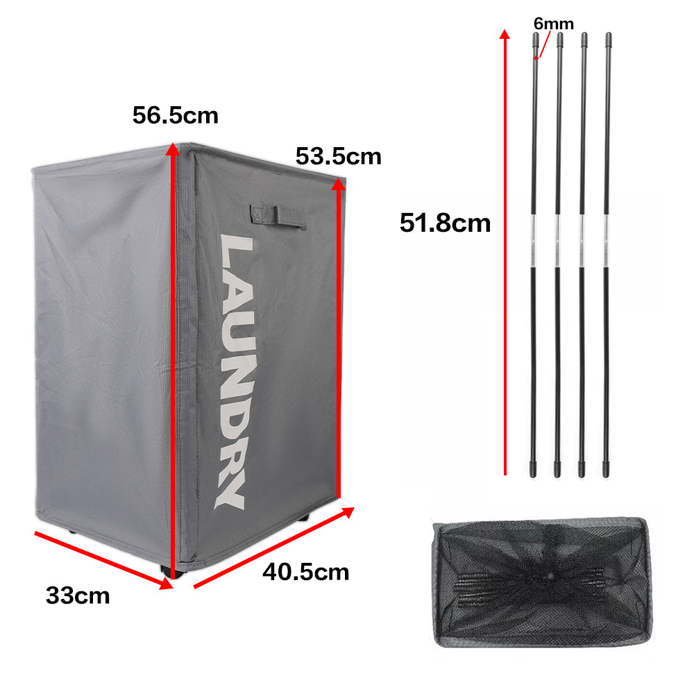 Collapsible Laundry Basket on Wheels Washing Clothes Bin Slim Rolling Hamper - Grey 🇬🇧