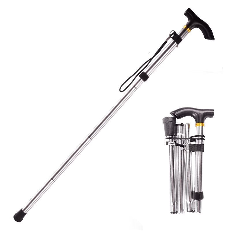 Easy Fold Walking Stick Extendable Walking Cane Walking Aid Sticks for Men & Women - Silver 🇬🇧