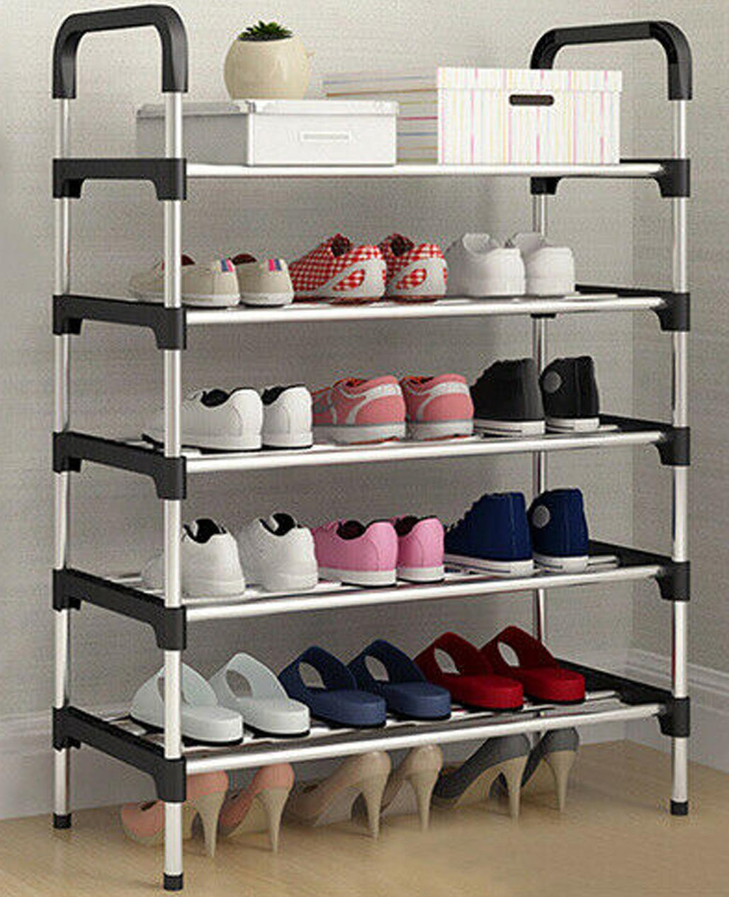 Tier Stainless Steel Shoe Rack - Multipurpose Storage Rack 🇬🇧