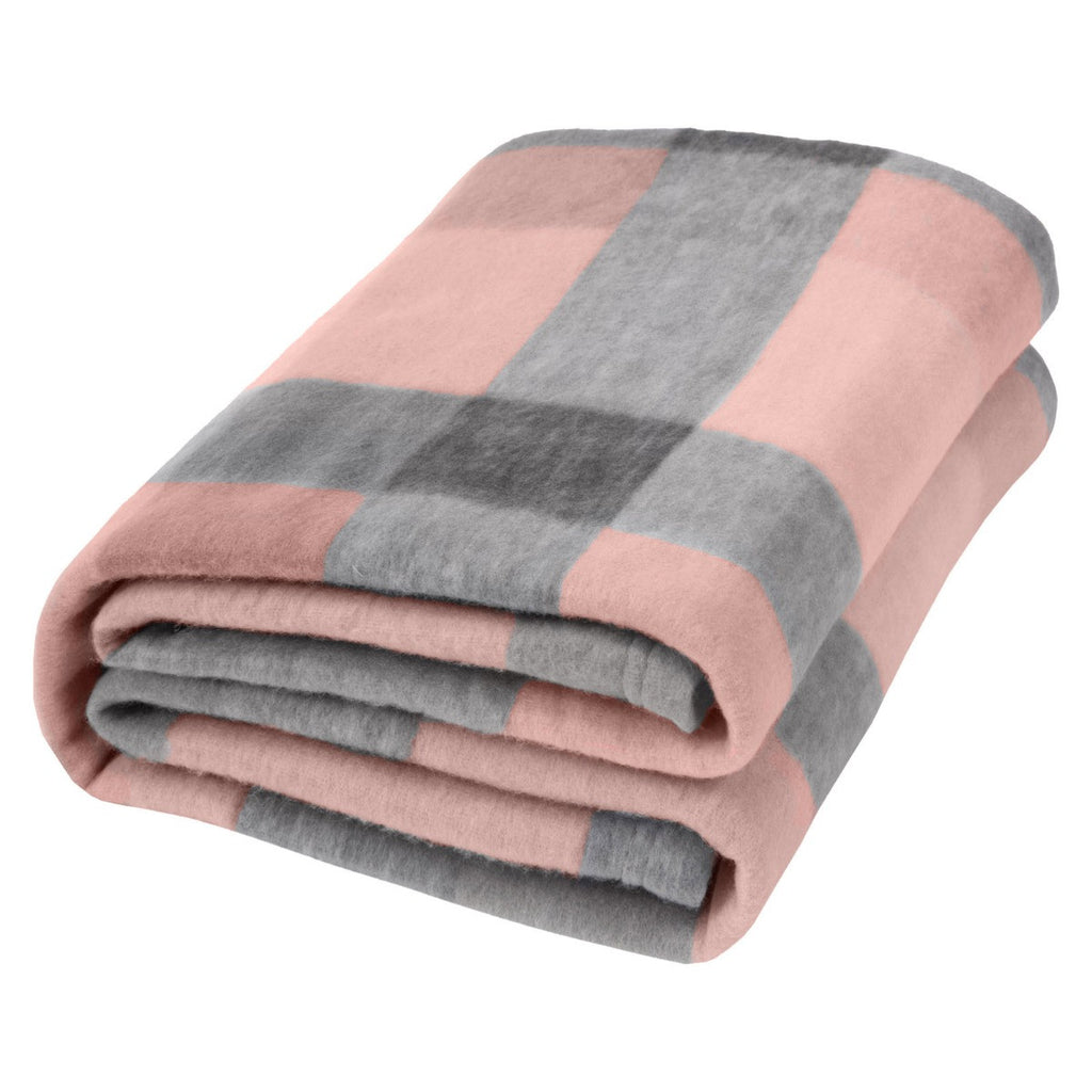 Tartan Check Fleece Throw - Blush Pink/Grey 🇬🇧