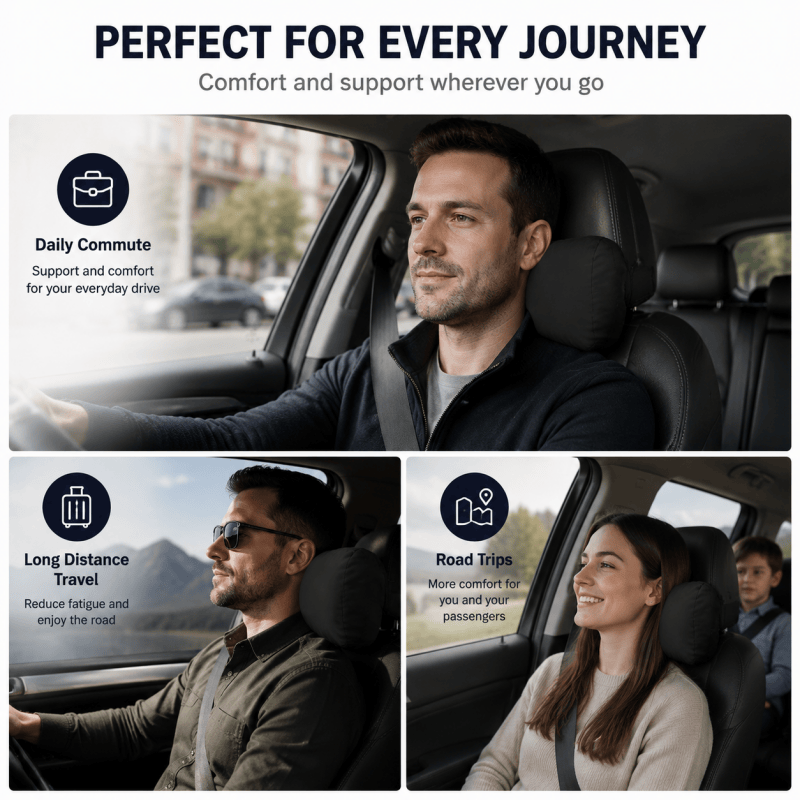 2Pack Black Car Headrest Pillow Neck Support Cushion Ergonomic Driving Comfort Pad 🇬🇧