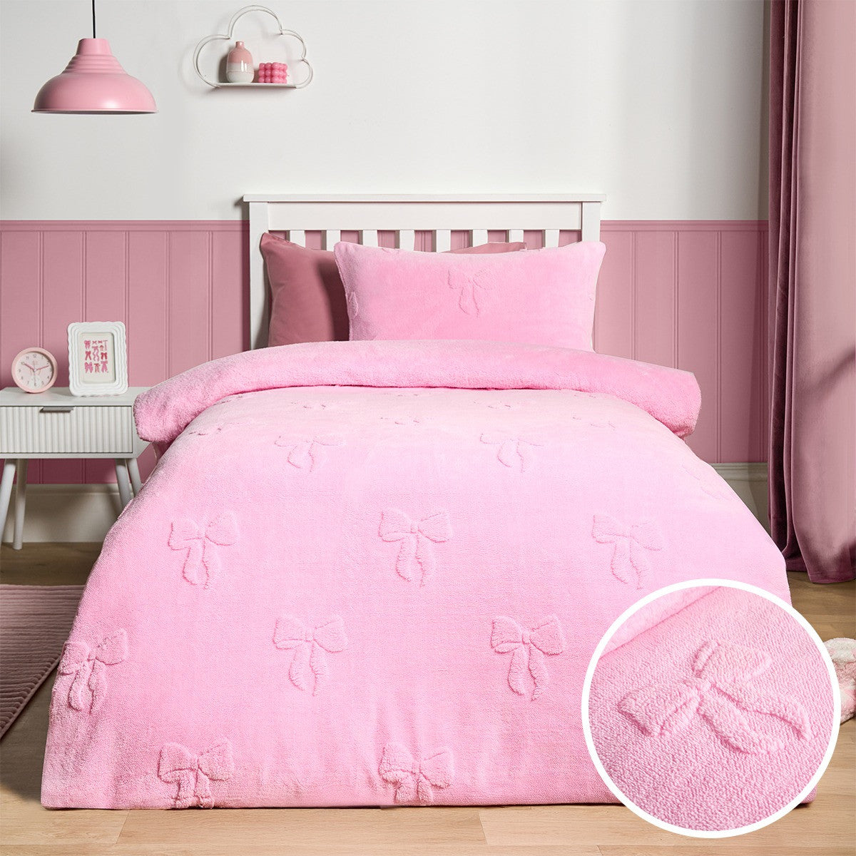 Bows Tufted Teddy Fleece Duvet Cover Set 🇬🇧