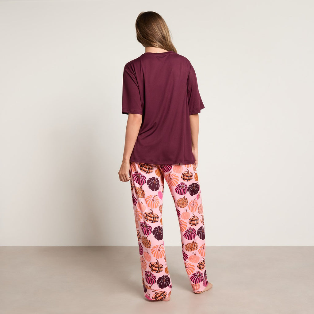 Patterned Pumpkin Print T-Shirt Pyjama Set - Multi 🇬🇧