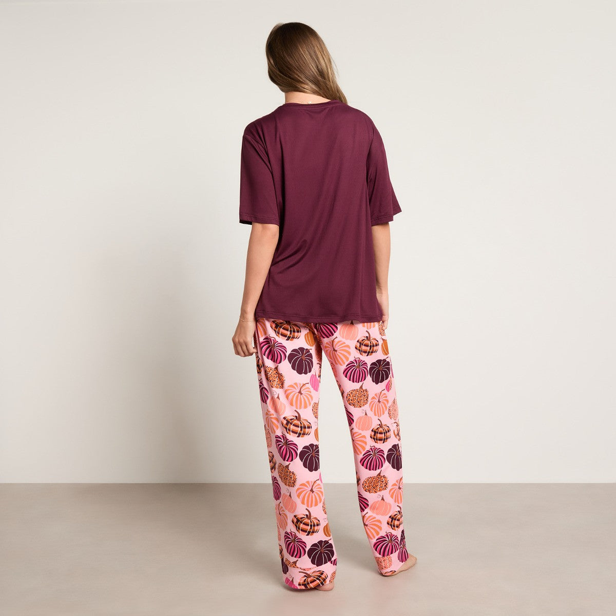 Patterned Pumpkin Print T-Shirt Pyjama Set - Multi 🇬🇧