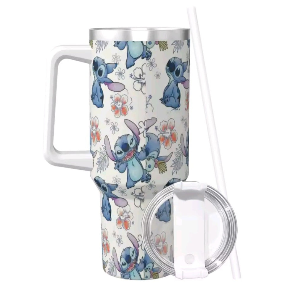 Cartoon inspired 40oz tumbler with straw - stainless steel insulated 🇨🇳
