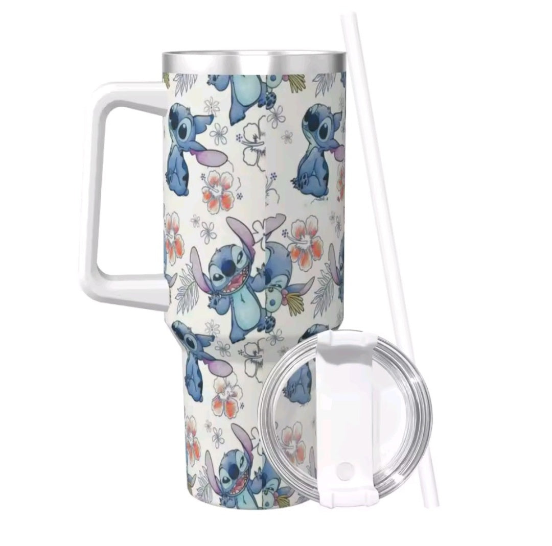 Cartoon inspired 40oz tumbler with straw - stainless steel insulated 🇨🇳