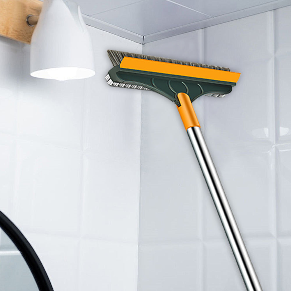 3 in 1 Floor Scrub Brush Squeegee Mop Water Scrubber with 120 Degree Rotating Head - Yellow + Green 🇬🇧