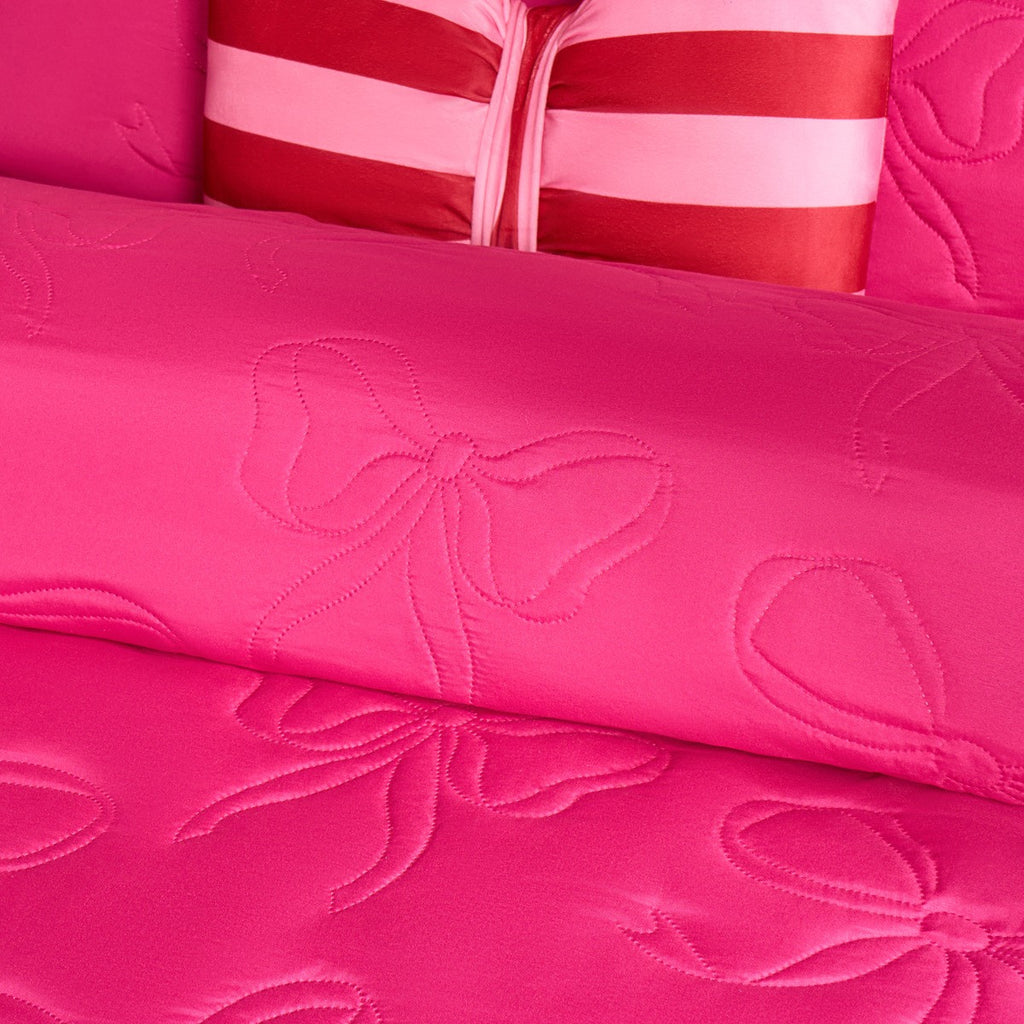 Bows Quilted Duvet Set - Hot Pink 🇬🇧