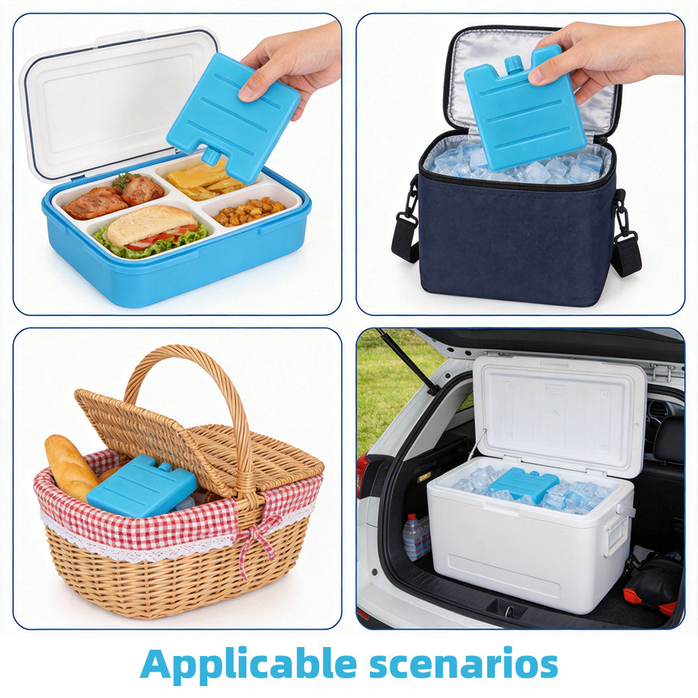 3PCS Mini Ice Bricks Set Freezer Blocks Reusable Freezer Cooler Bag for Lunch Box Travel Picnic Outdoor Activities Blue 🇬🇧