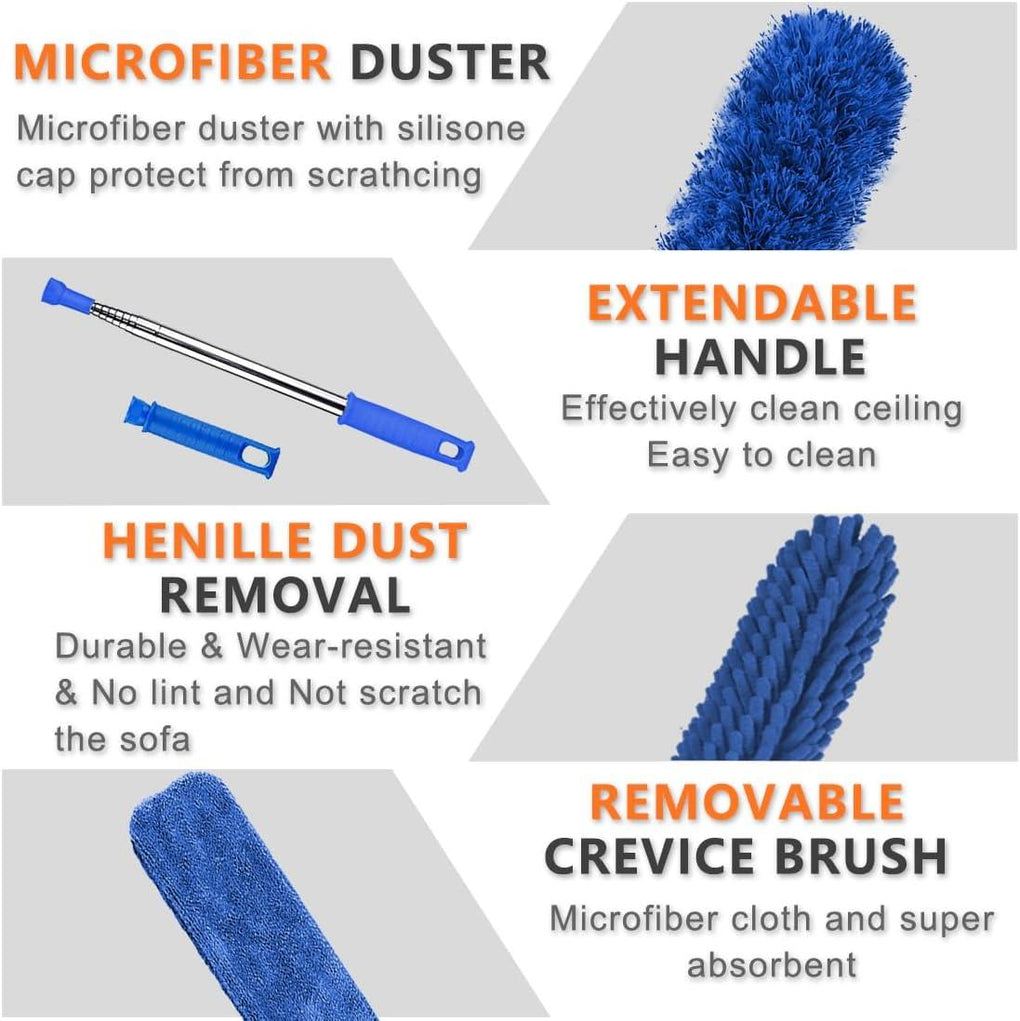 6-Piece Extendable Microfiber Duster Cleaning Kit – Telescopic Handle for Ceiling Fans, Blinds & Furniture 🇬🇧