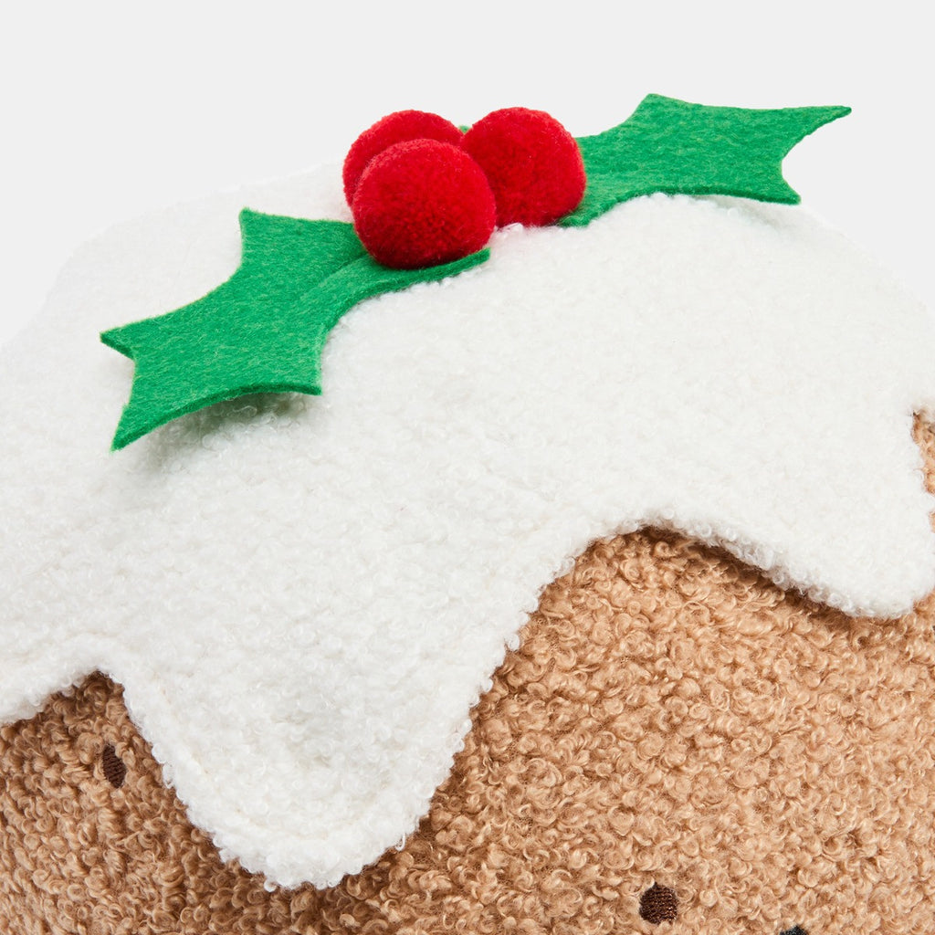 Character Christmas Pudding Shaped Cushion - Brown 🇬🇧