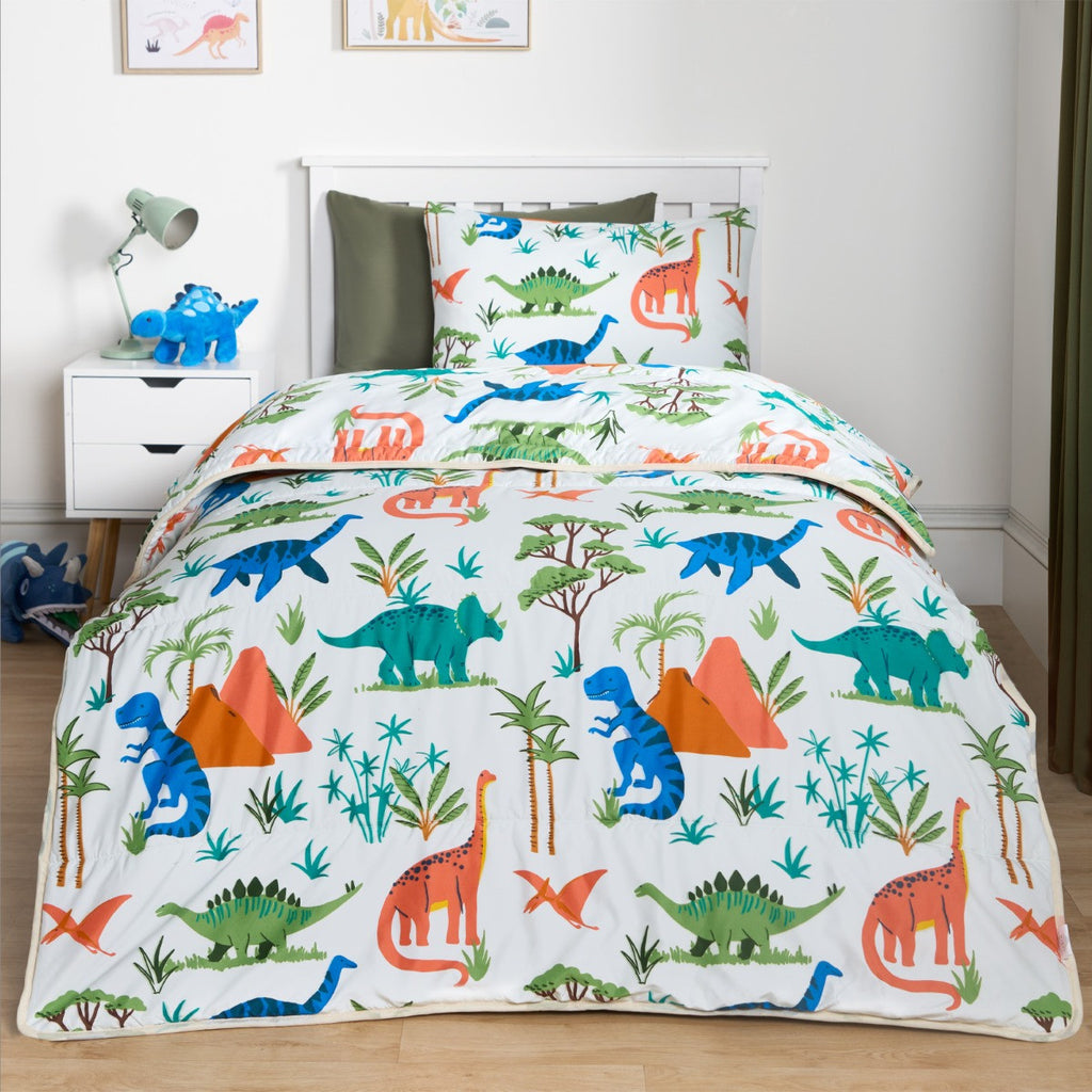 Dino Coverless 10.5 Tog Duvet & Pillowcase, Multi - Single 🇬🇧