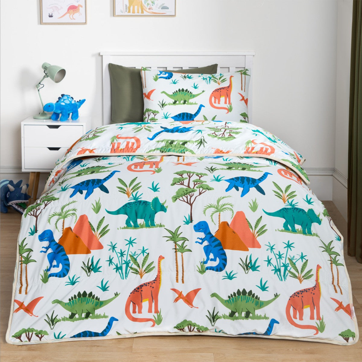 Dino Coverless 10.5 Tog Duvet & Pillowcase, Multi - Single 🇬🇧