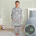 Kids Glow In The Dark Football Hoodie Blanket - Grey 🇬🇧