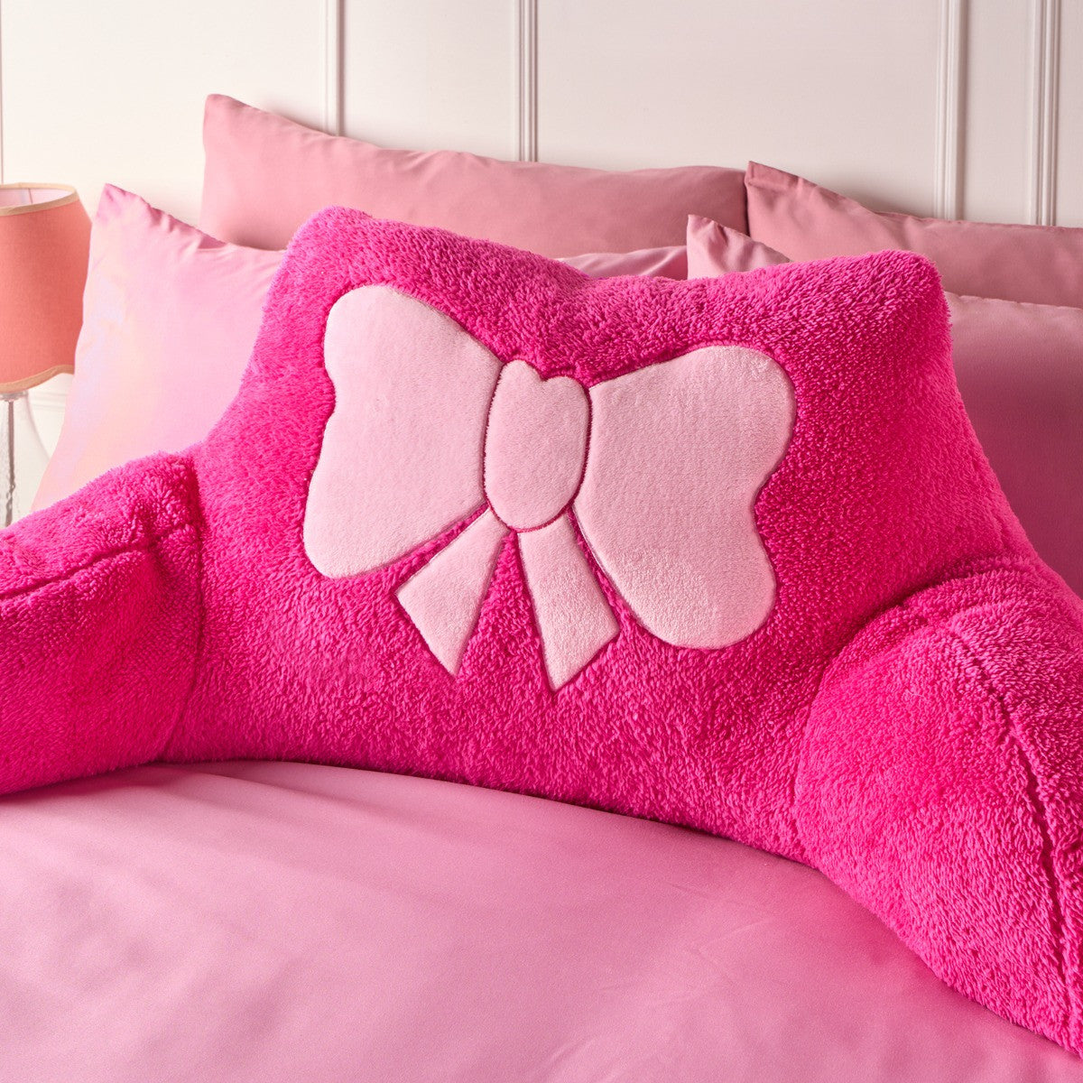 Bow Embroidered Teddy Cuddle Cushion 🇬🇧