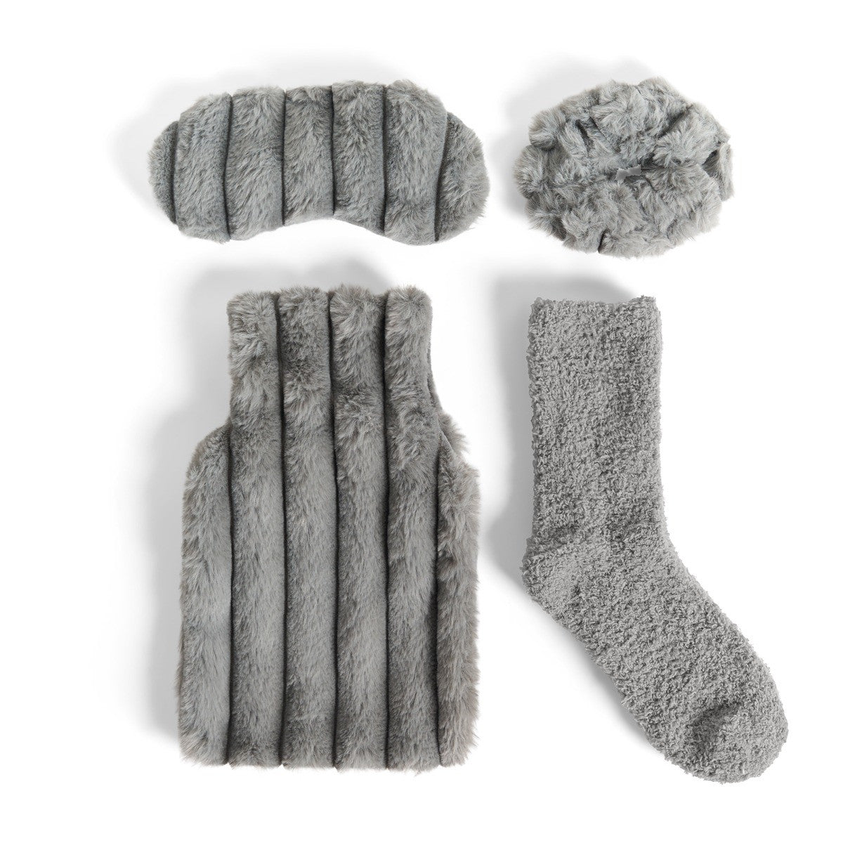 Ribbed Hot Water Bottle Gift Set - Grey 🇬🇧