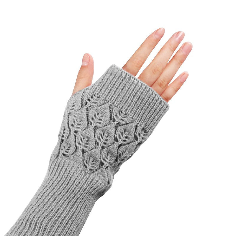 Winter Arm Hand Warmer Knitted Long Fingerless Gloves Soft Mittens for Female 🇬🇧