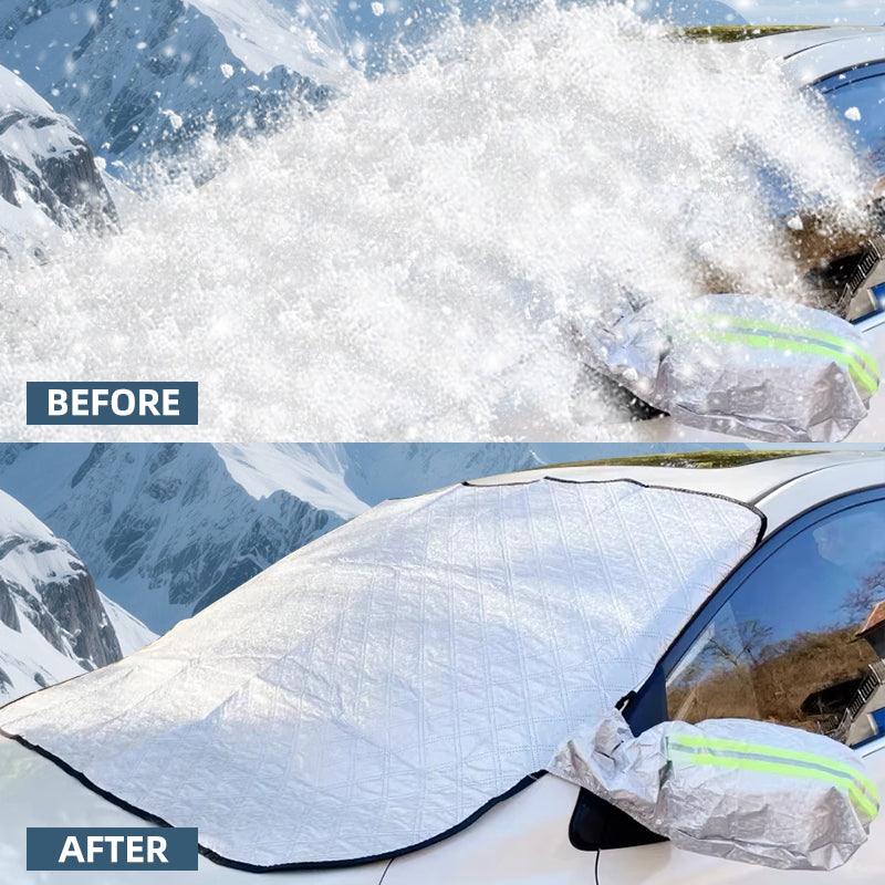 Car Windshield Snow Cover Winter Windscreen Covers Windproof Frost and Ice Removal for SUV Truck Sedan Van 65" x 49.6" 🇬🇧