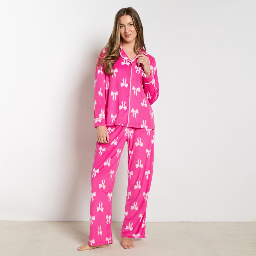 Bow Print Button Through Pyjama Set 🇬🇧