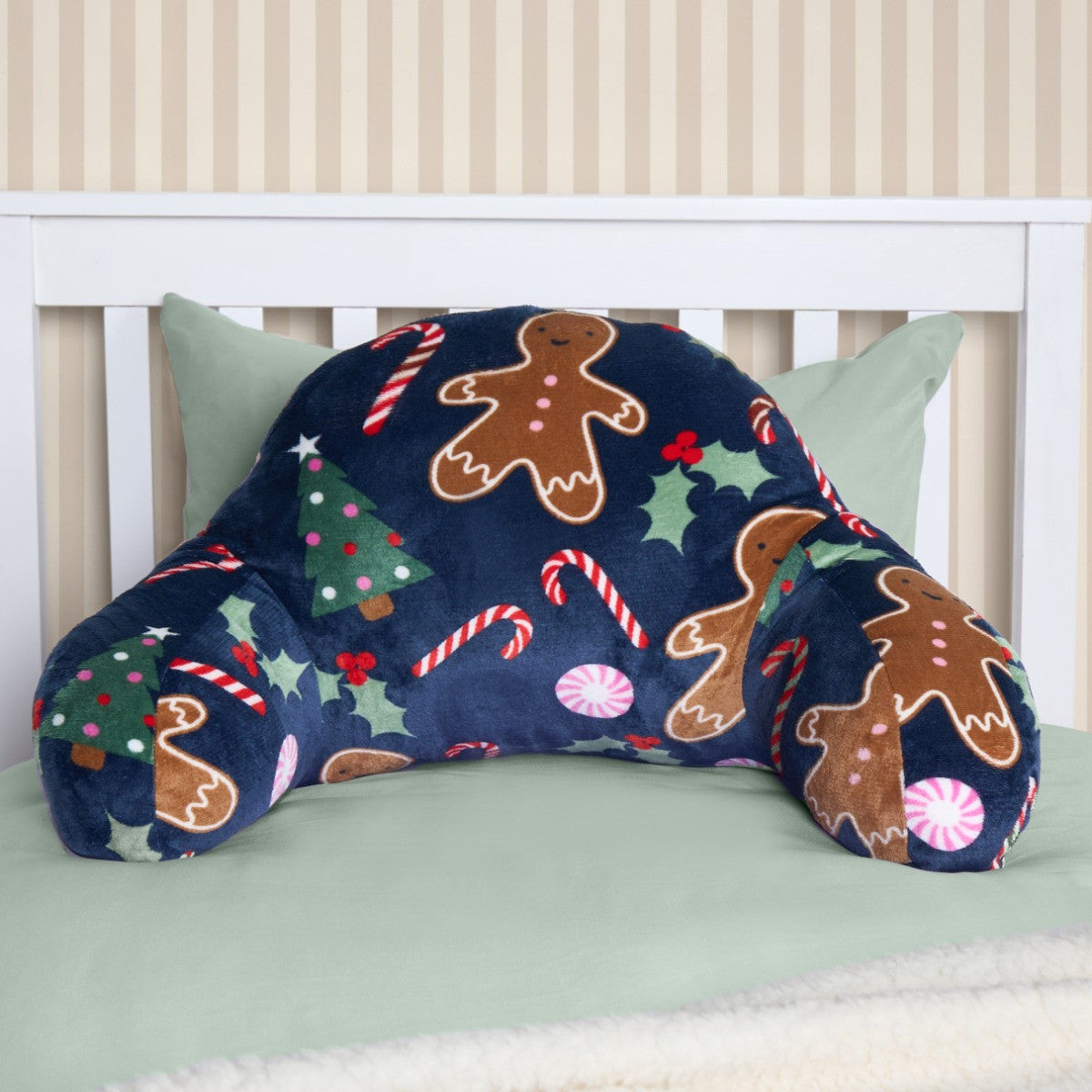Kids Gingerbread Man Fleece Cuddle Cushion - Pink 🇬🇧