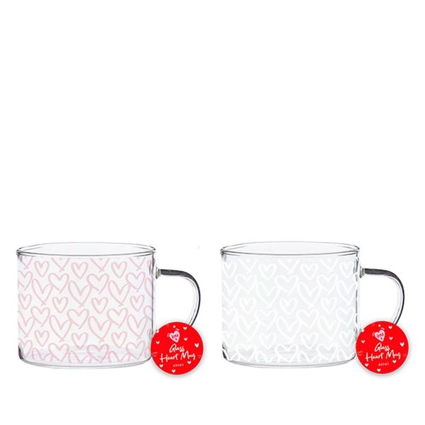 Hearts Glass Mug (assorted designs) 🇬🇧