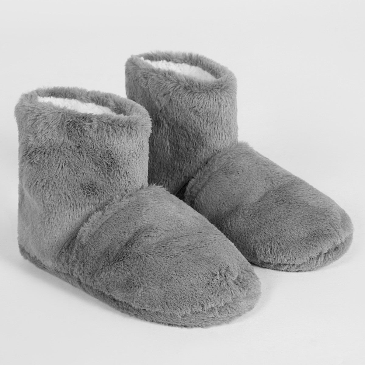 Microwavable Faux Fur Boot Slippers - Grey 🇬🇧