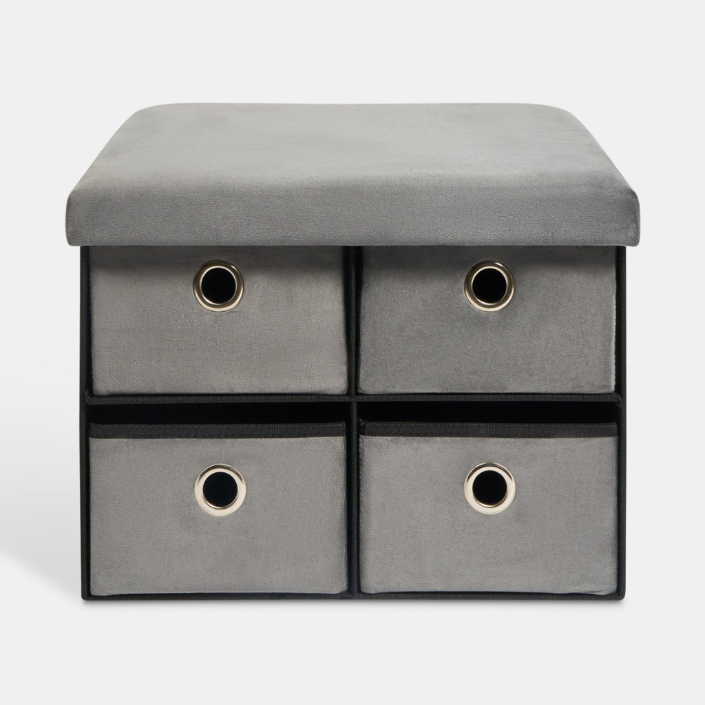 Matte Velvet 4-Drawer Storage Chest - Charcoal 🇬🇧