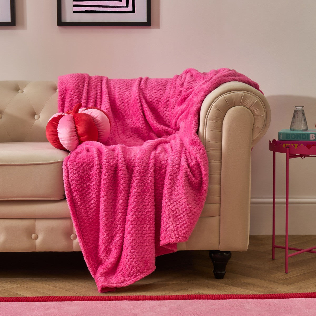 Waffle Mink Throw - Hot Pink 🇬🇧