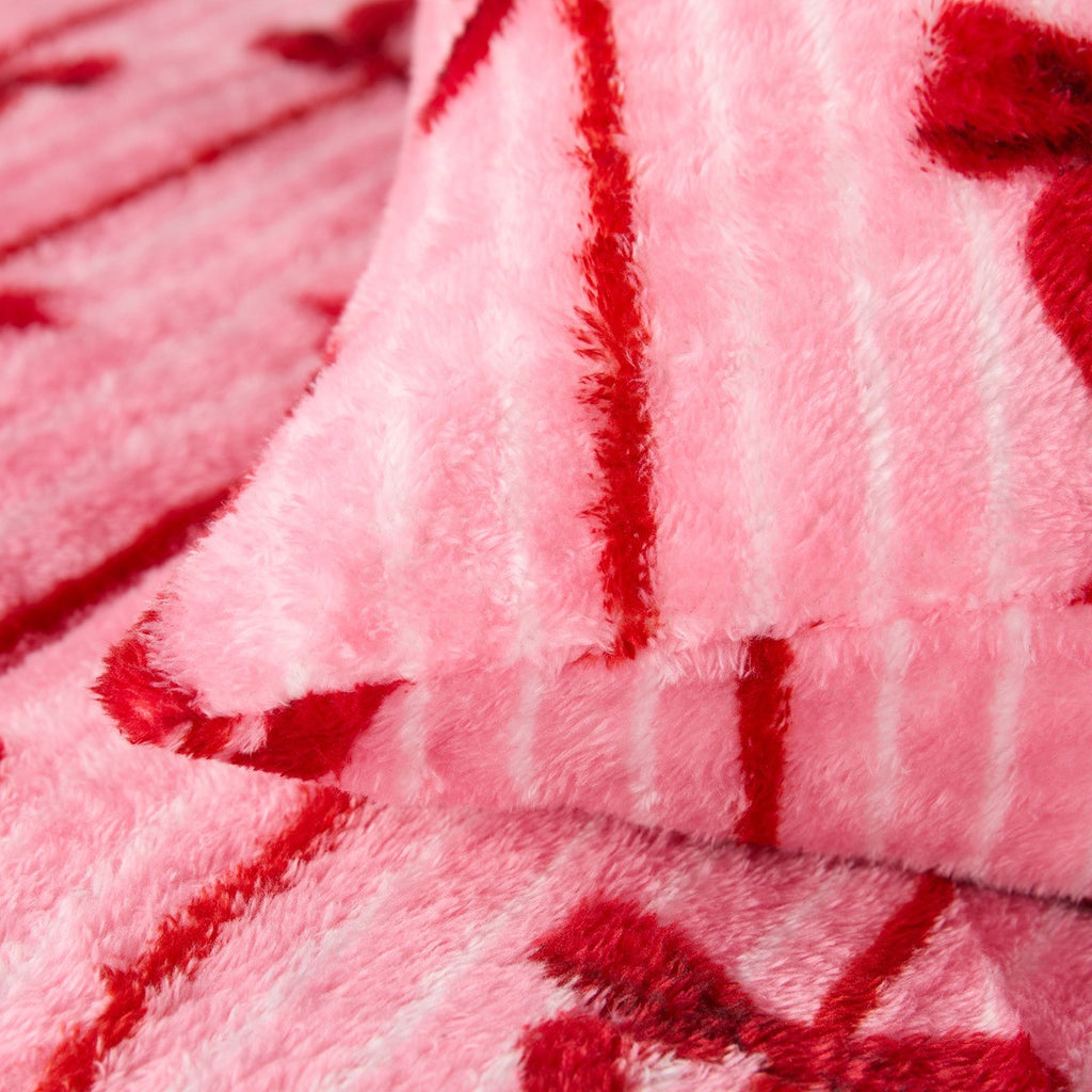 Bow Stripe Print Teddy Coverless 10.5 Tog Duvet Set - Pink 🇬🇧