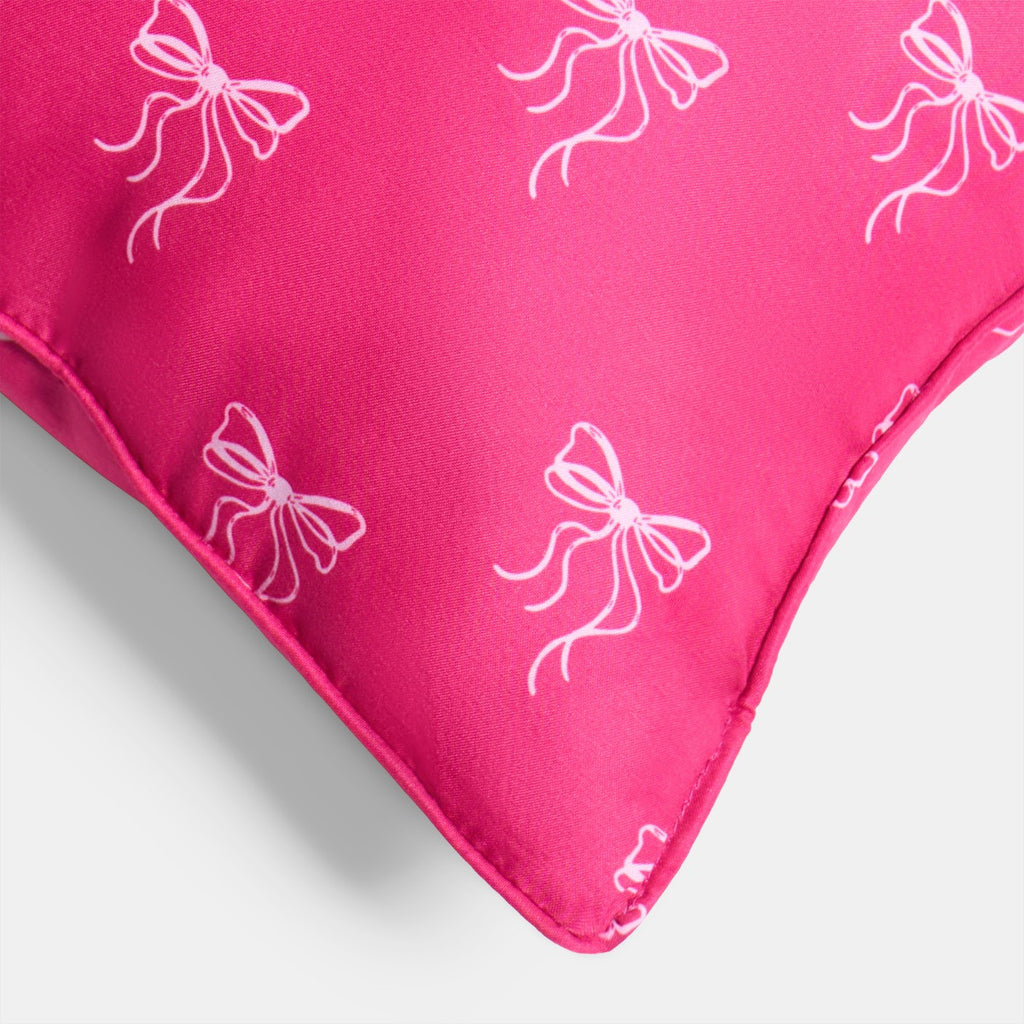 Kids Bow Print Bolster Pillow - Hot Pink 🇬🇧