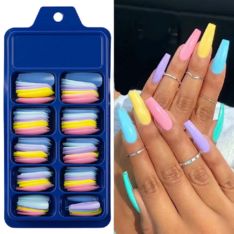 Long Fake Nails Acrylic Artificial False Nail Tips Stick on Full Nail 100 pcs - Combination A 🇬🇧