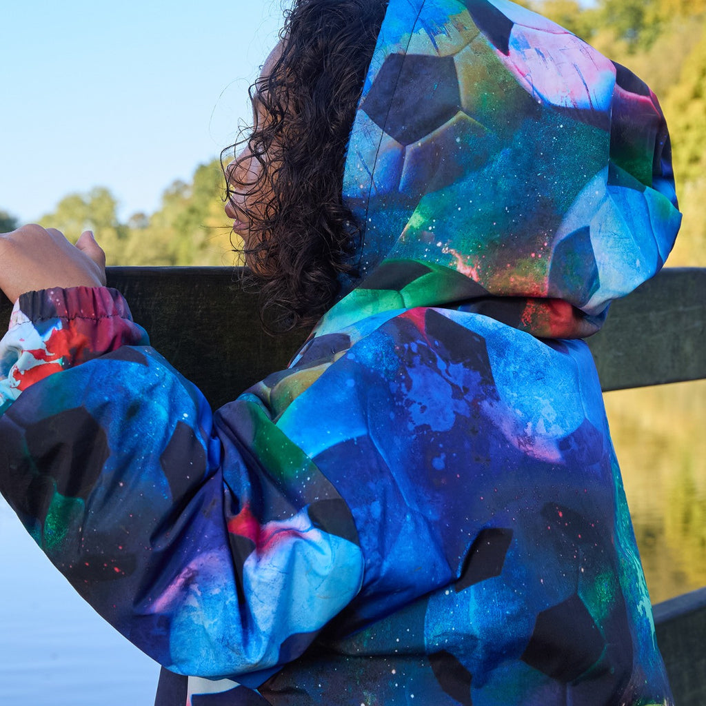 Kids Water Resistant Football Sherpa Drying Robe - Neon 🇬🇧