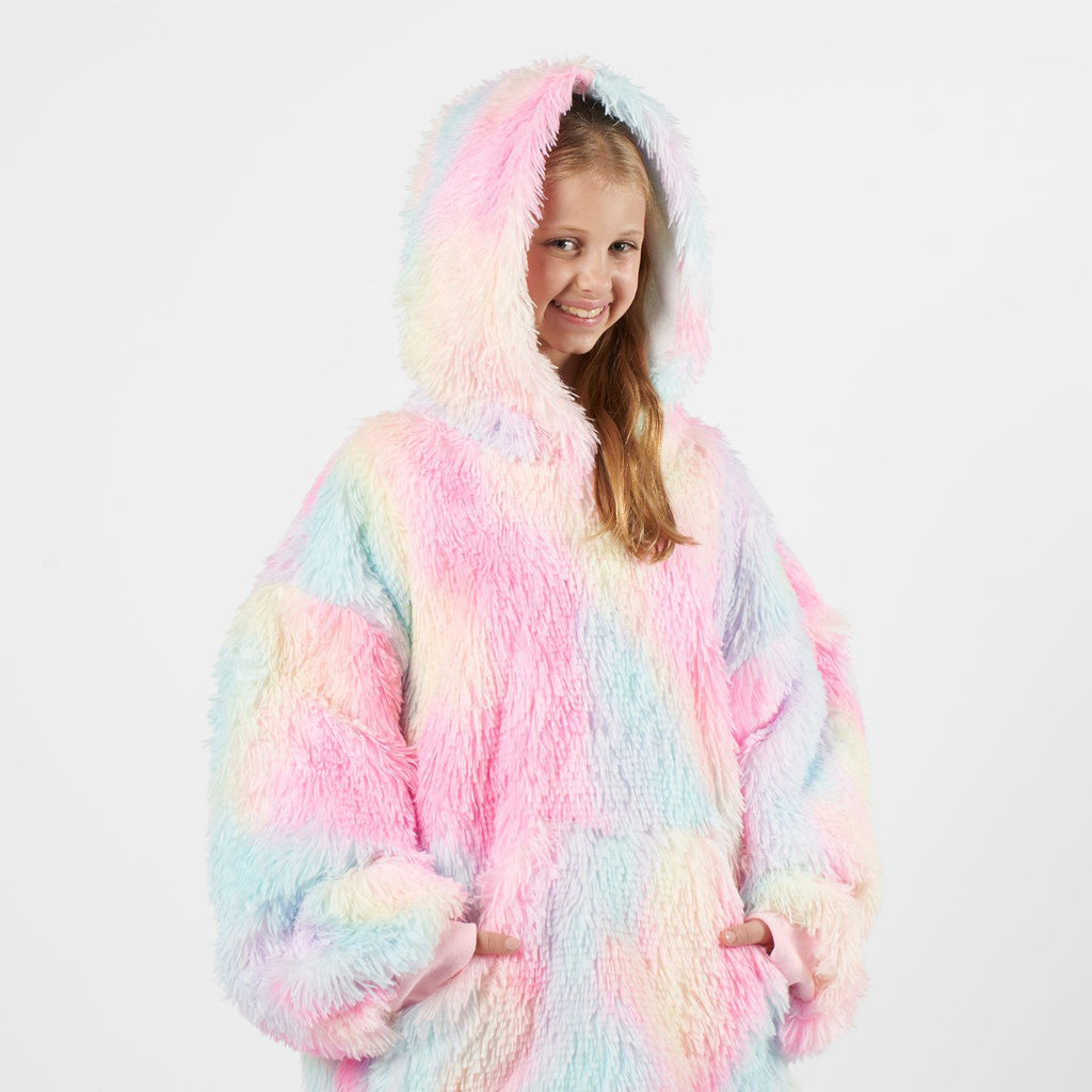 Kids Fluffy Tie Dye Hoodie Blanket - Multi 🇬🇧