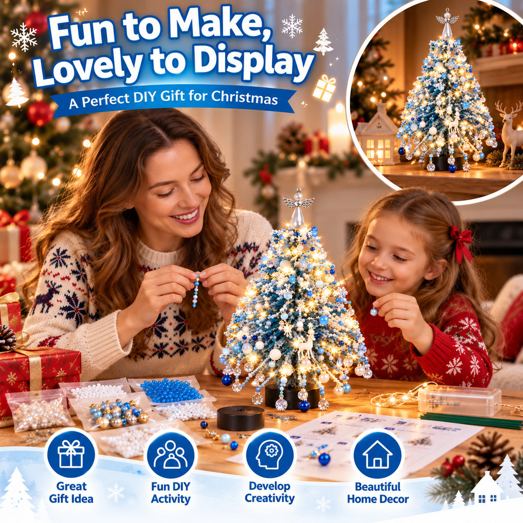 DIY Beaded Winter Magic Set Craft Kit with LED Lights, Handmade Holiday Tabletop Decor 🇬🇧
