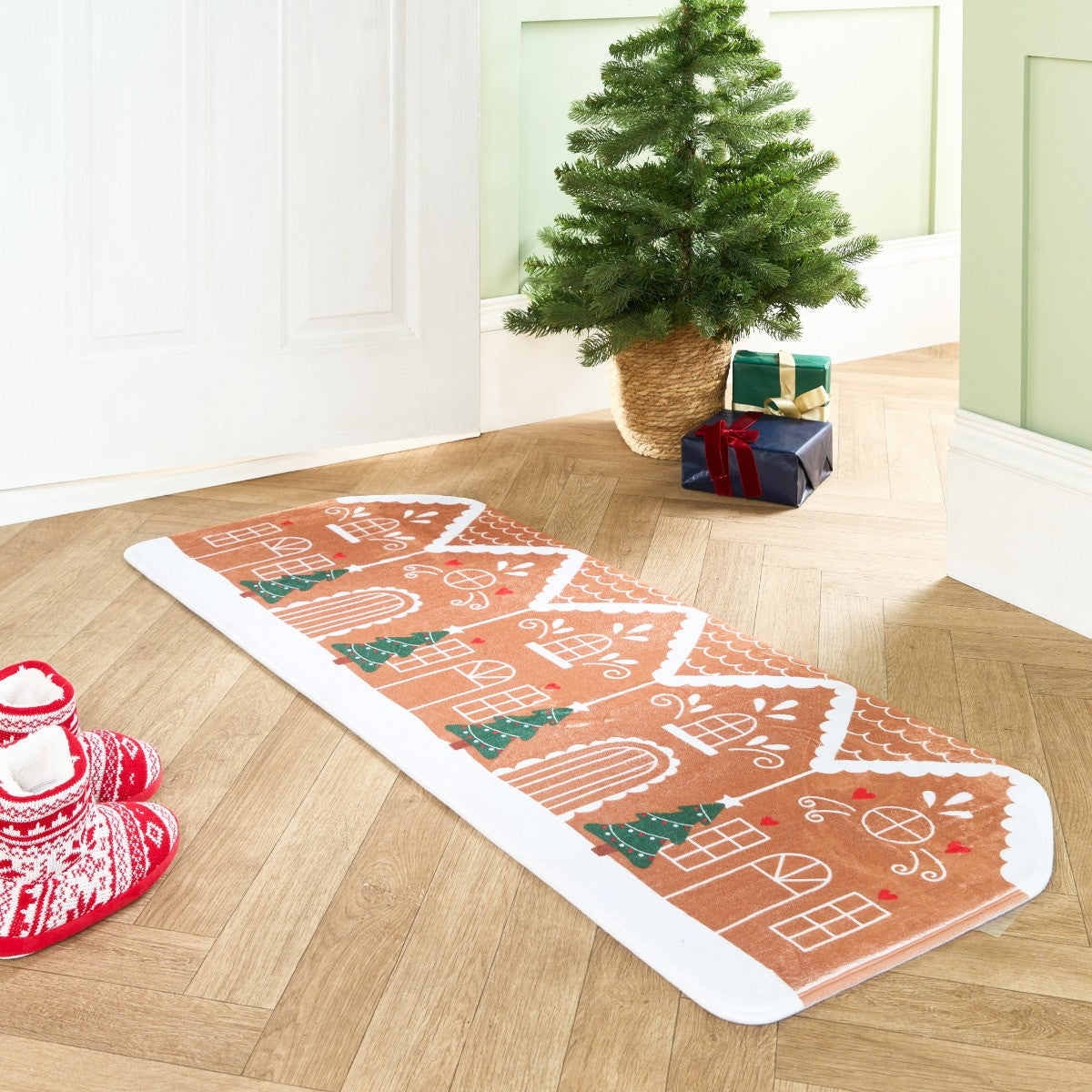 Christmas Gingerbread Printed Runner - Brown 🇬🇧