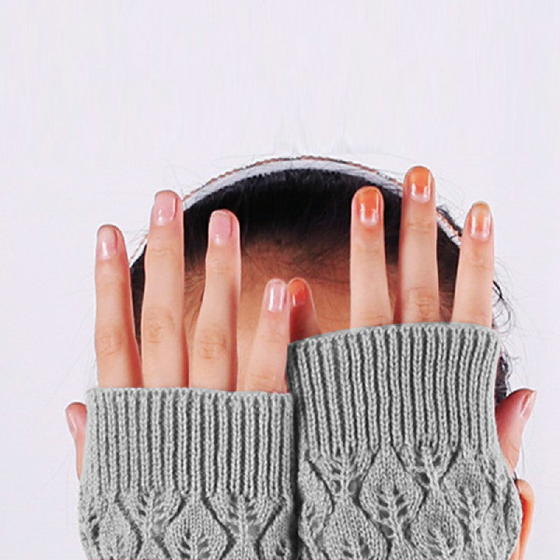 Winter Arm Hand Warmer Knitted Long Fingerless Gloves Soft Mittens for Female 🇬🇧