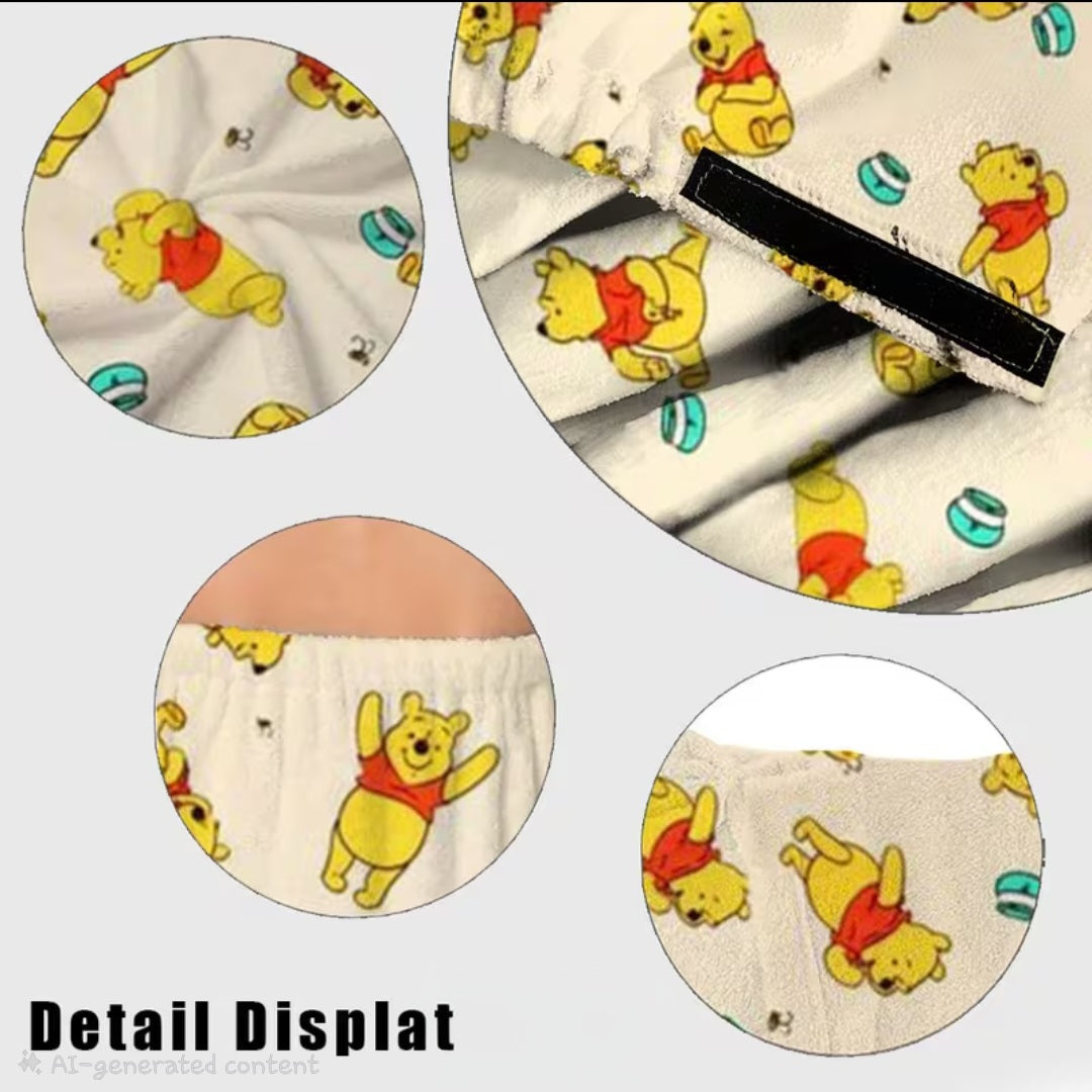 2pc Cartoon Print Bath Robe and Hair Dryer Cap 🇨🇳