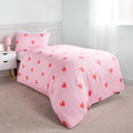 Gingham Heart Reversible Duvet Cover Set - Coral/Pink 🇬🇧