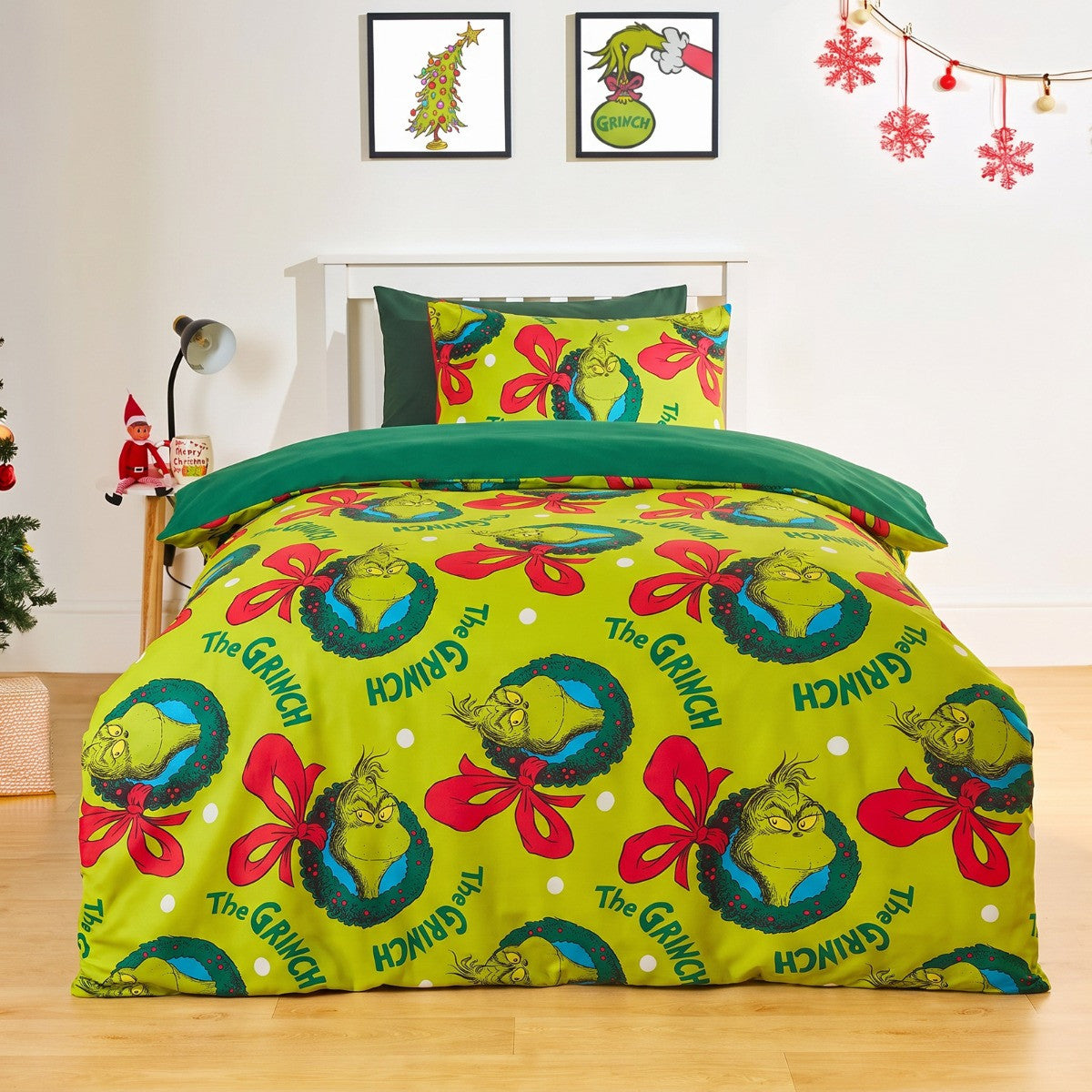 Grinch Printed Duvet Set - Green 🇬🇧